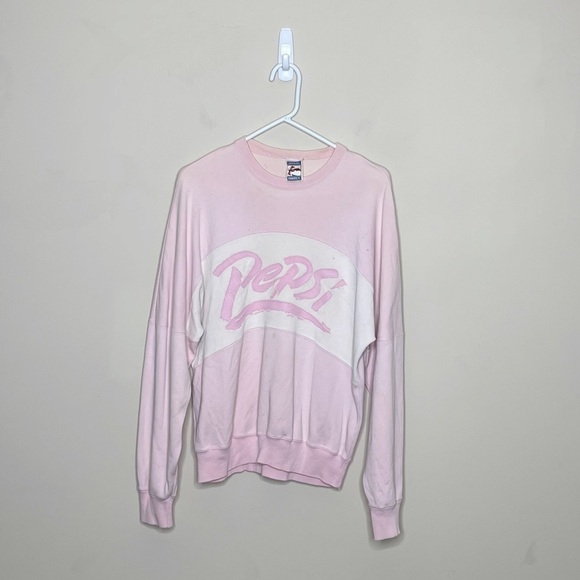 Vintage 80s Pepsi Crewneck Sweatshirt Pink - Picture 1 of 7